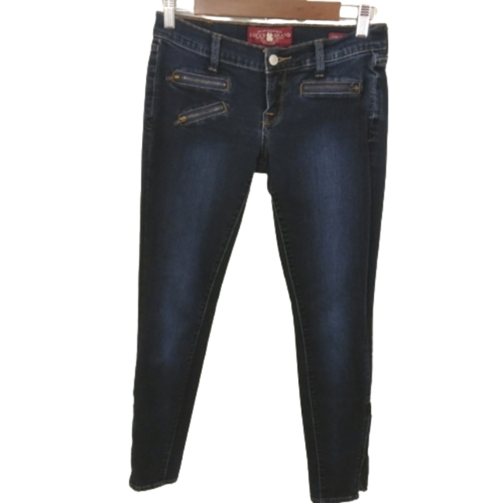 Lucky Brand Charlie Skinny Jeans with Exposed Zipper Pockets - Size 0
